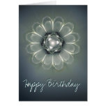 Fractal Flower Blue- Happy Birthday Card