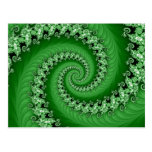 Fractal Green Double Spiral Postcard