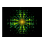 Fractal Green Square Cross Postcard