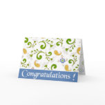 Fractal of Flowers Blue congratulations Cards