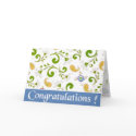 Fractal of Flowers Blue congratulations cards