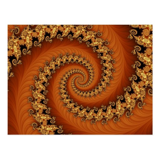 Fractal Orange Double Spiral Postcard