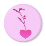 Fractal Pink Heart Round Magnet
