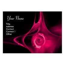 FRACTAL ROSE 1 bright pink black Business Card Template