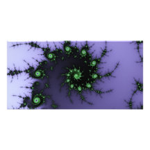Fractal Snail - green and purple fractal design Customized Photo Card