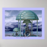Fractal Standing - Blue Mist Poster