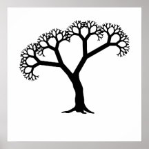 Fractal Tree Black Poster