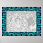 fractal turquoise photo frame poster