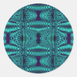 fractal turquoise round sticker