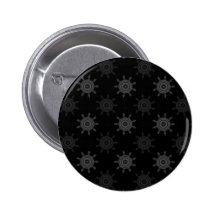 Fractal Wheel Pattern. Black and Grey Circles. Button
