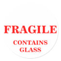 FRAGILE Contains Glass package shipping lab stickers