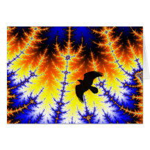 Fraktal mandelbrot Wald Rabe wood raven Grußkarte