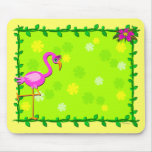 Frame of Tropical Plants and Flamingo