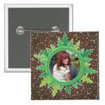 Frame with Christmas Trees on brown bg buttons