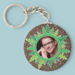 Frame with Christmas Trees on brown bg keychains
