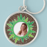 Frame with Christmas Trees on brown bg keychains