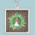 Frame with Christmas Trees on brown bg necklaces