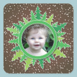 Frame with Christmas Trees on brown bg stickers