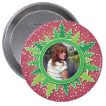 Frame with Christmas Trees on pink bg buttons