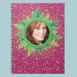 Frame with Christmas Trees on pink bg notebooks