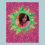 Frame with Christmas Trees on pink bg posters