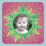 Frame with Christmas Trees on pink bg stickers