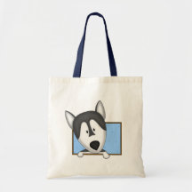 Framed Cartoon Alaskan Malamute Tote Bag