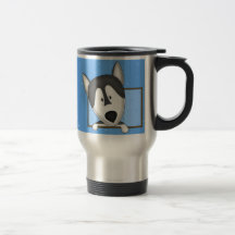 Framed Cartoon Alaskan Malamute Travel Mug