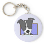 Framed Cartoon Border Collie Keychain