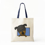 Framed Cartoon Doberman Pinscher Tote Bag