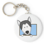 Framed Cartoon Siberian Husky Keychain