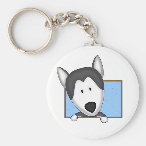 Framed Cartoon Siberian Husky Keychain