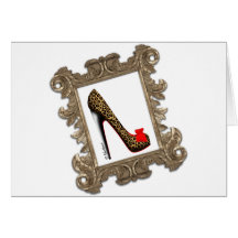 Framed Leopard Stiletto Pump Greeting Card