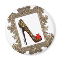 Framed Leopard Stiletto Pump Fridge Magnet