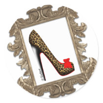 Framed Leopard Stiletto Pump Stickers
