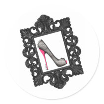 Framed Reptile Stiletto Logo Round Stickers
