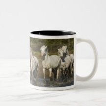 France, Camargue. Horses run through the estuary 3 Coffee Mugs
