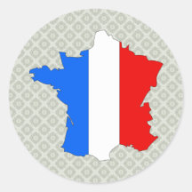 France Flag Map full size Round Sticker