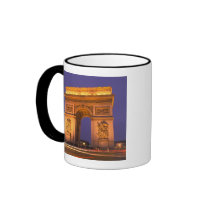 France, Paris, Arc de Triomphe at dusk. Coffee Mugs