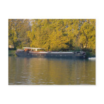 France, Rhone River, near Avignon, barge along Post Card
