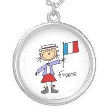 France Stick Figure Girl Necklace
