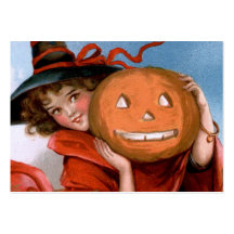 Frances Brundage: Witch with Jack O'Lantern Business Card Template