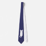 Frankenkitty Tie -- White on Dark Blue