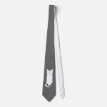 Frankenkitty Tie -- White on Grey