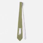Frankenkitty Tie -- White on Moss Green