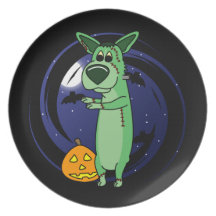 Frankenstein Corgi Plate