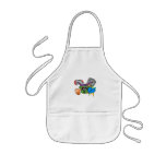 Frankenstein monkey girl in green on white aprons