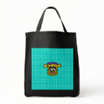 Frankenstein monkey on blue tile background bag