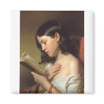Franz Eybl - Lesendes Mädchen (Reading Girl), 1850 Fridge Magnets