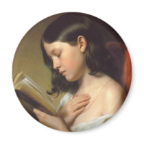 Franz Eybl - Lesendes Mädchen (Reading Girl), 1850 Fridge Magnets
